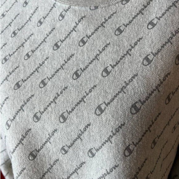 Champion Cropped Sweatshirt in Gray with Darker Gray Champion Logos Size X Small - Picture 2 of 4